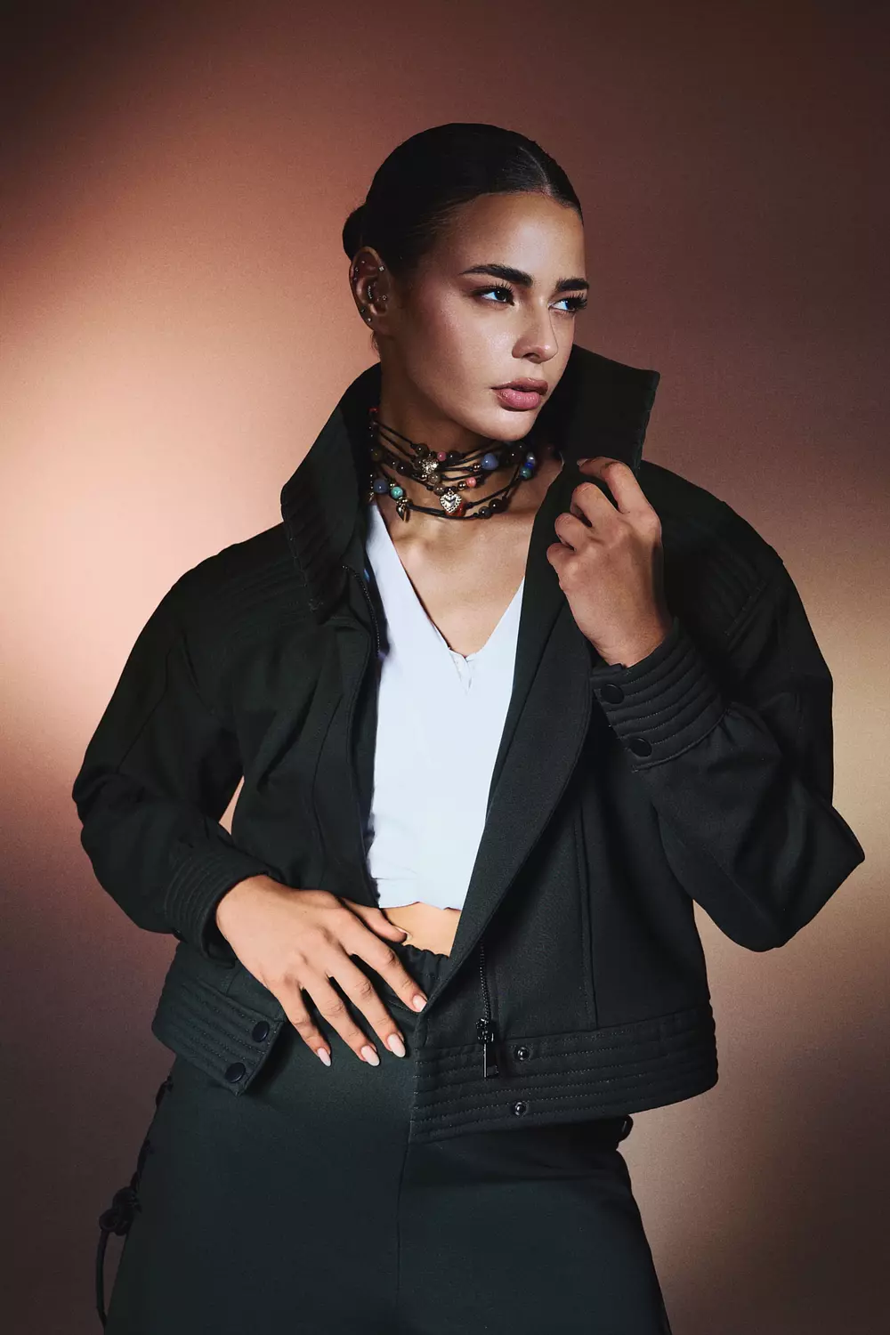 FYH Bordo Statement Jacket with Ribbon Cross Back 3