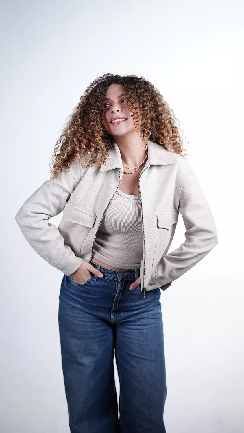 The Urban Wool Zip Jacket- Beige 2