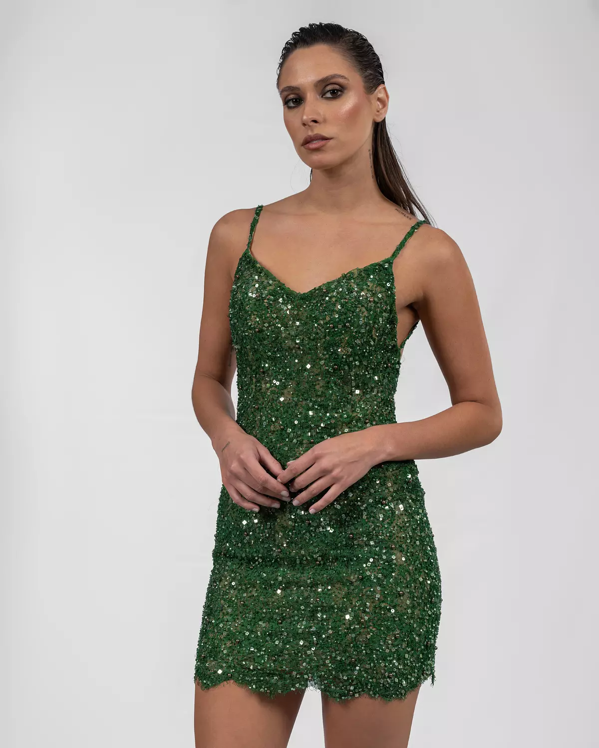 Emerald Spark Sequin Mini Dress image