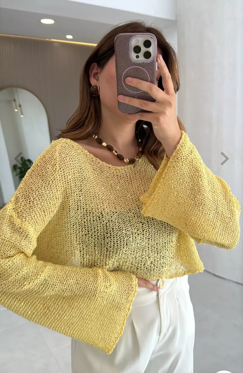 Yellow crop glittery poncho  image