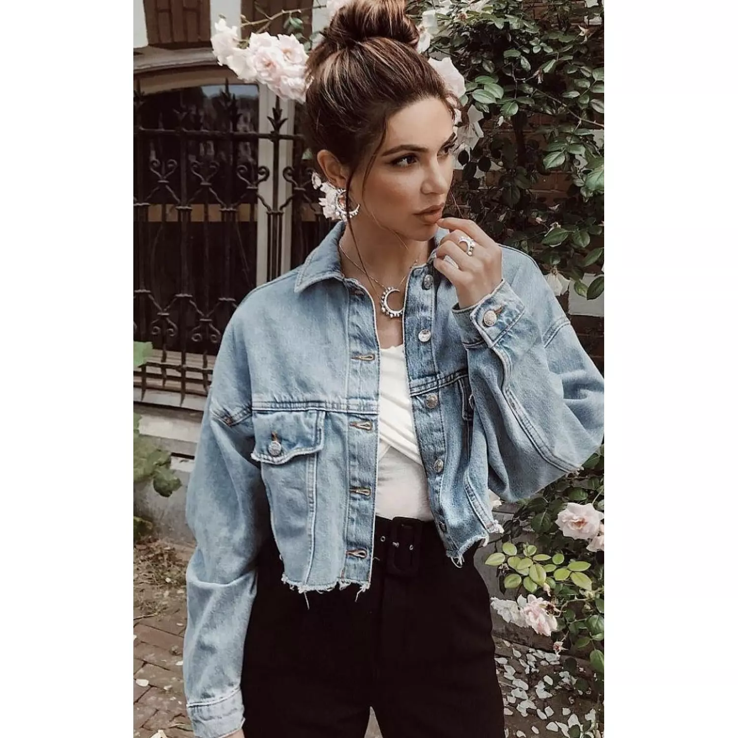 cropped denim jacket  0