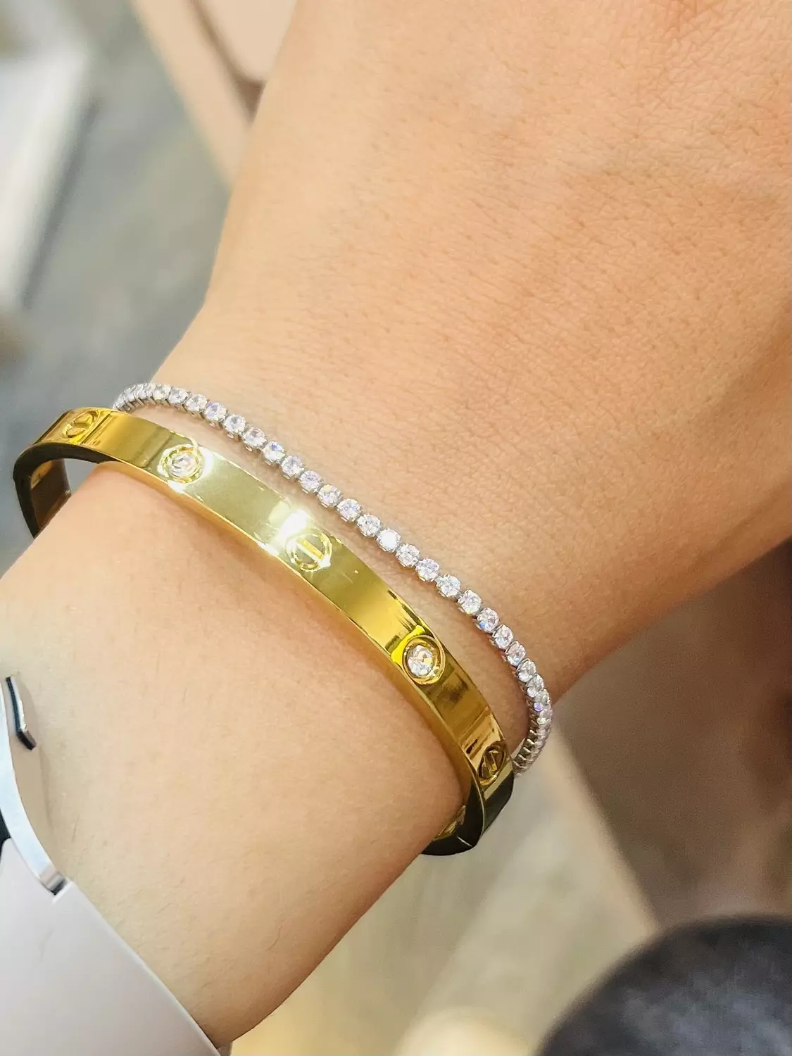 Carti*r bracelet with stone and tennis bracelet  image