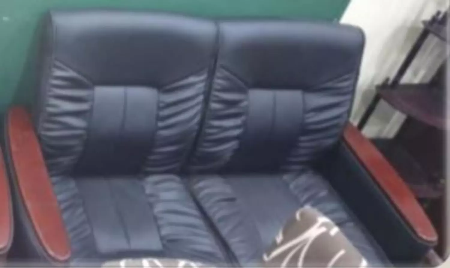 Shermann sofa 2 black leather seat image