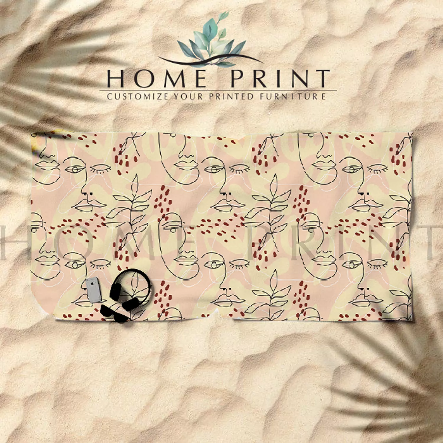 Beach Mat - Faces Pattern - 100 cm in 150 cm 