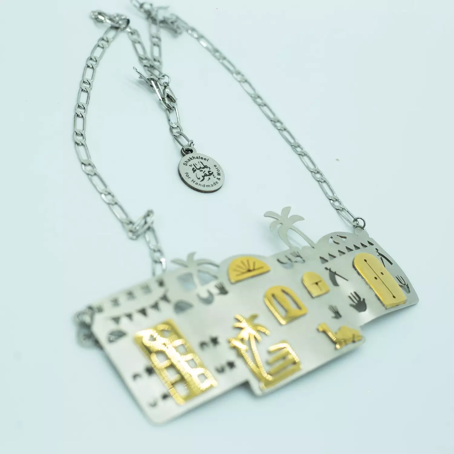 Copper necklace, 4 layers of gold, silver and platinum plating - 50 cm - Ancient Egyptian hunting trip 2