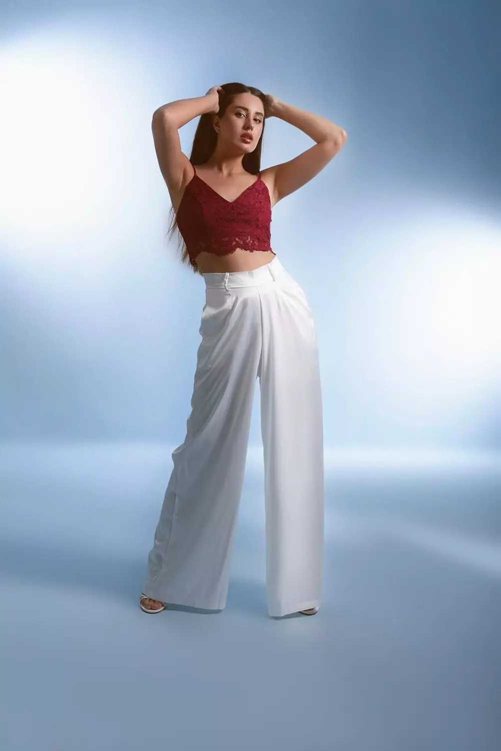 White Satin Pants hover image