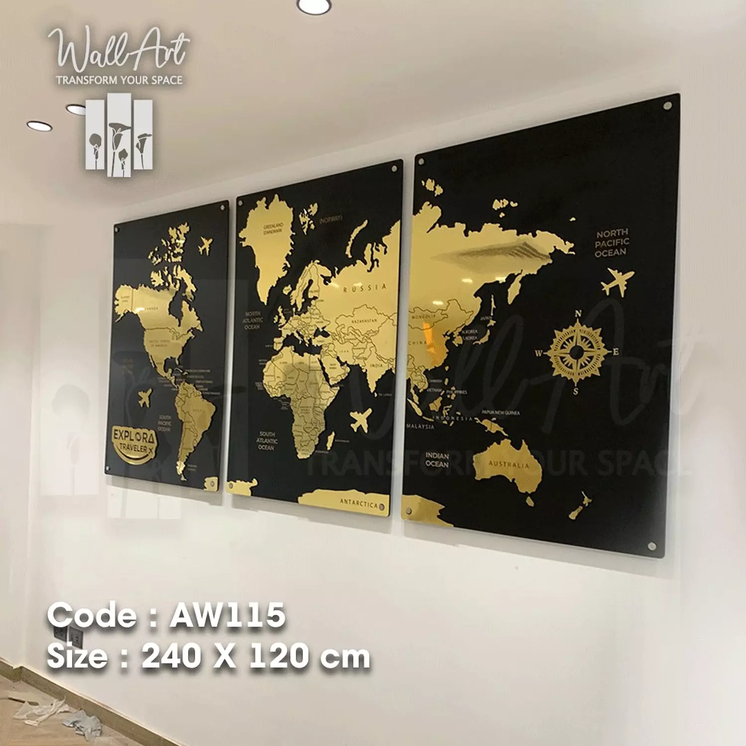 AW115-Engraved World Map   5