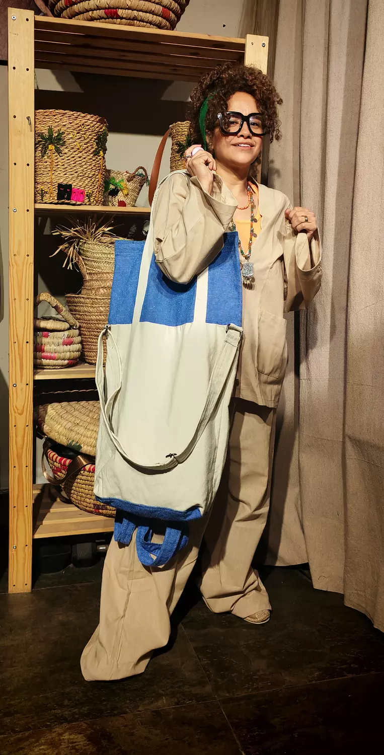 Backpack / Shoulder / Crossbody blue×off white Reda bag image