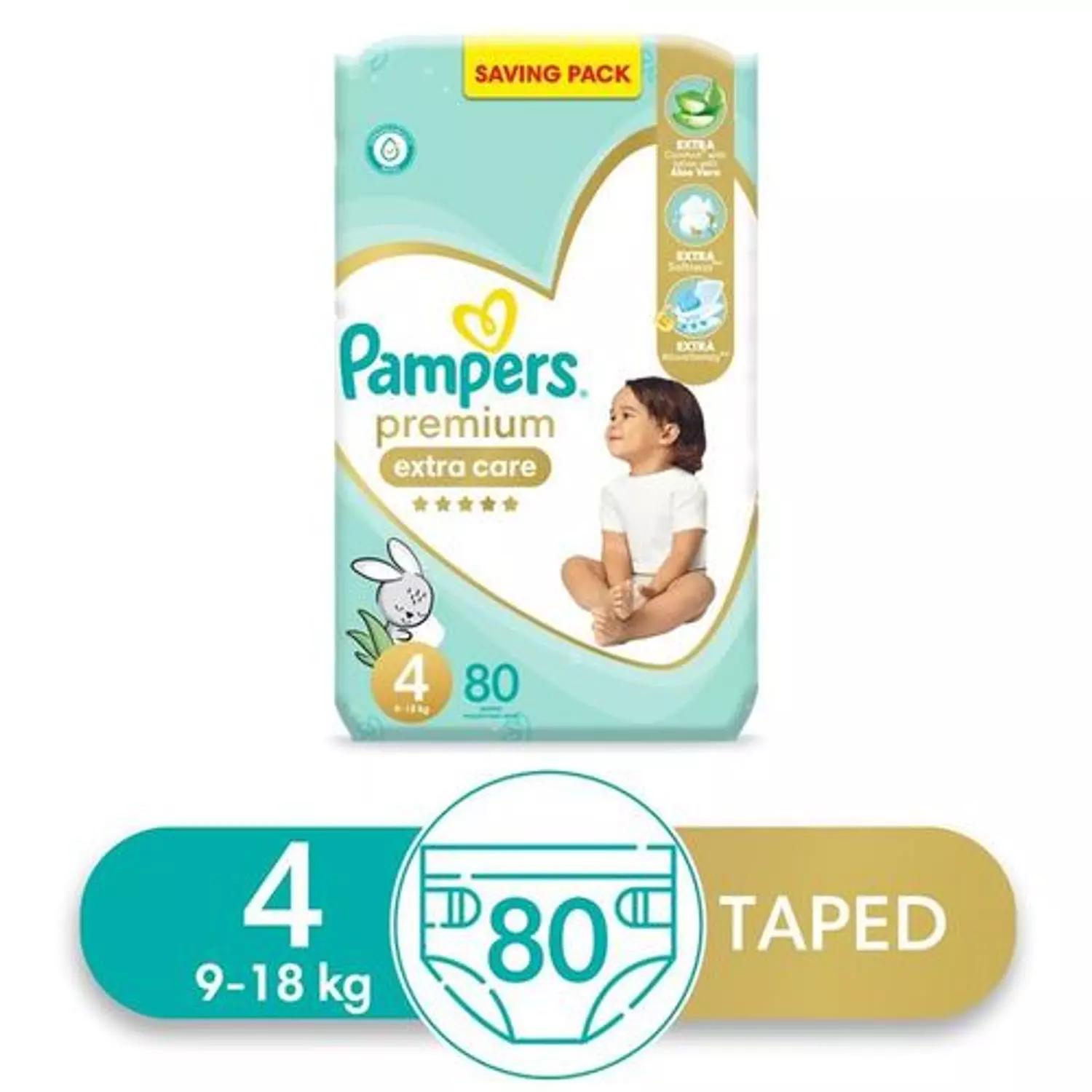 PAMPERS PREMIUM EXTRA CARE SIZE 4 - 80 PCS image