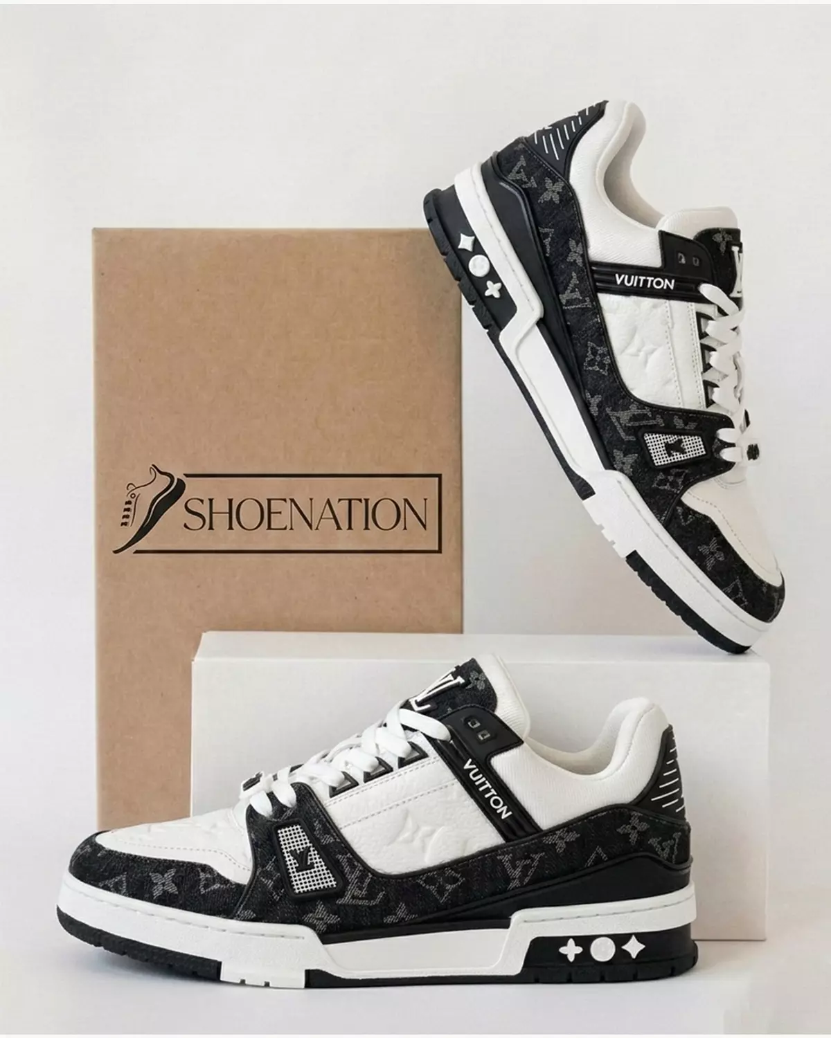 LV Men Shoes - Black & White  4