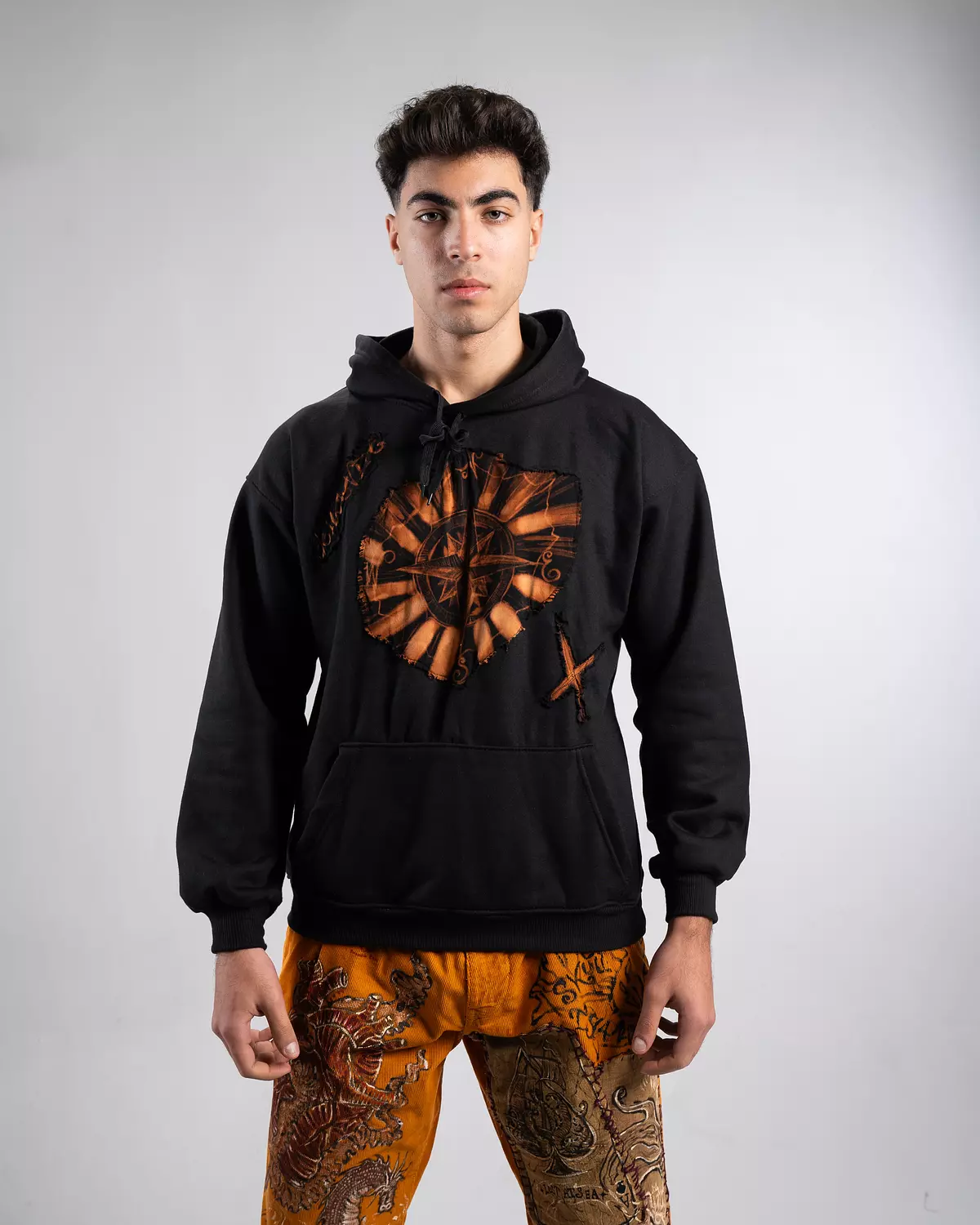 “Atlantic “ hand bleached black hoodie  image