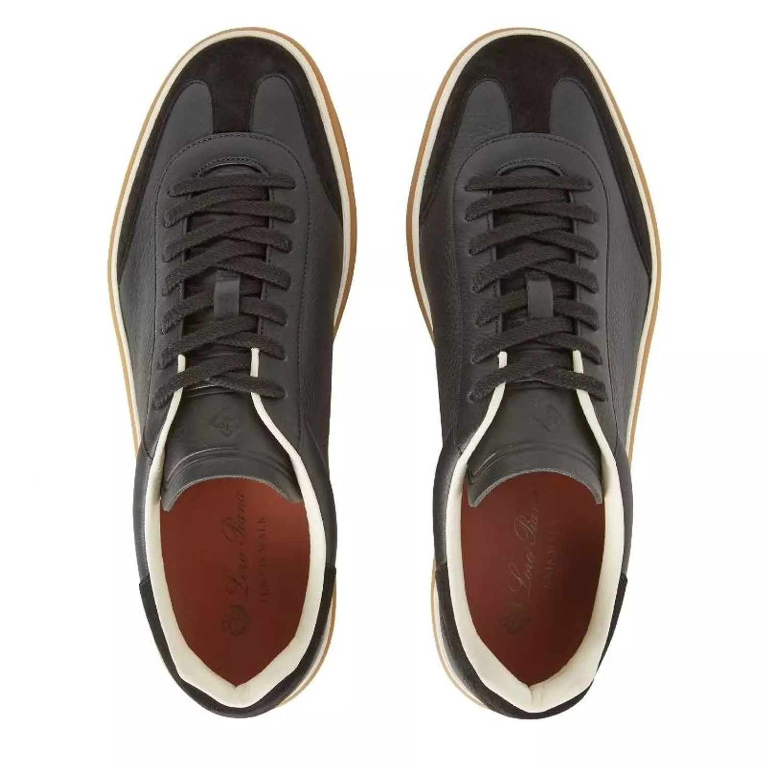 Loro Piana Tennis lace-up Suede Sneakers Black 1