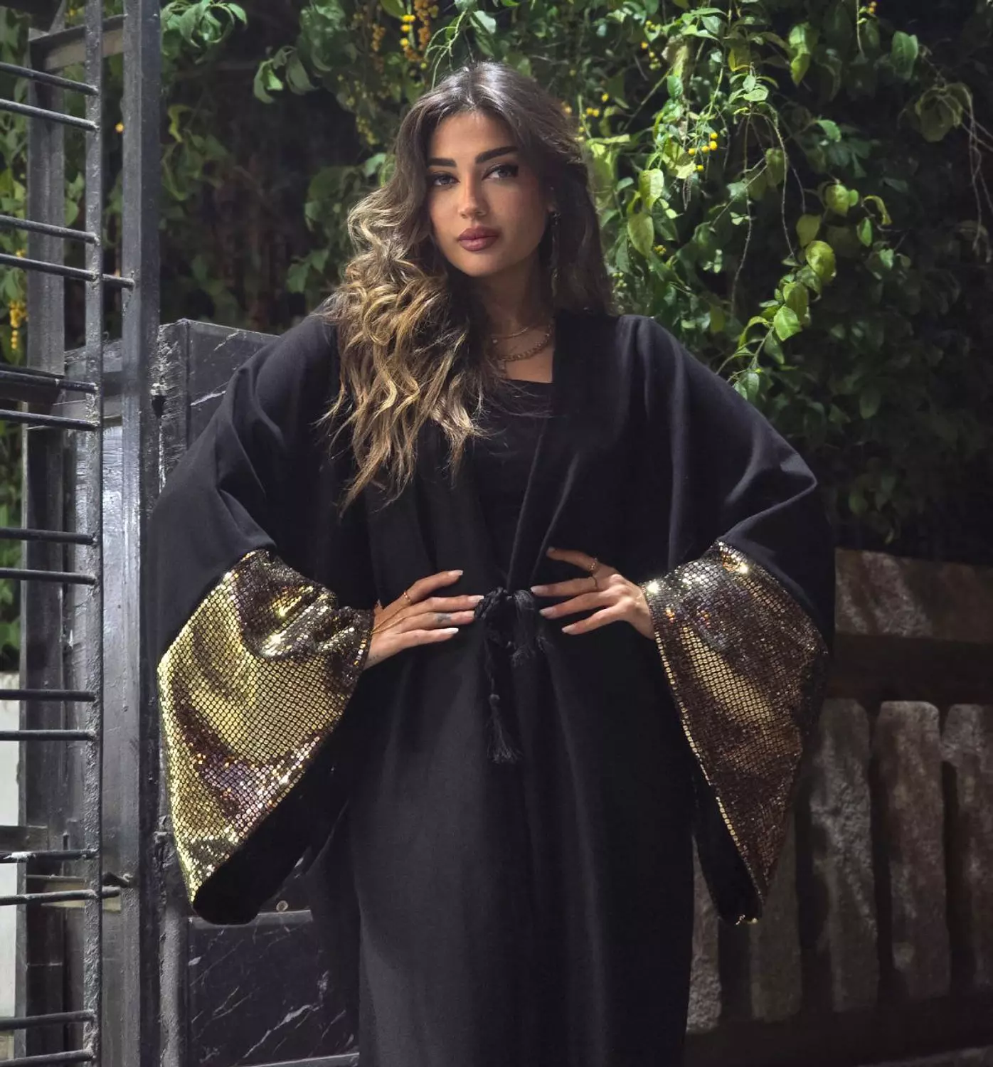 Black Metallic Kaftan  2