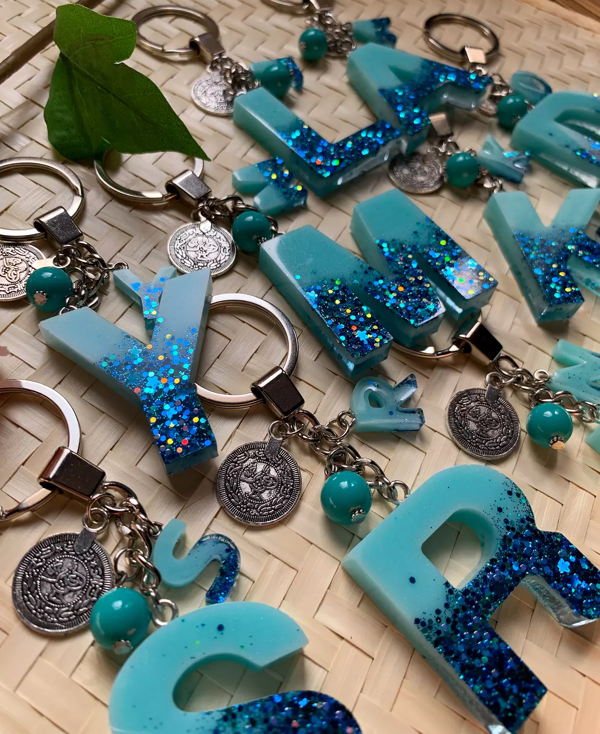 Resin Letters Keychain ( Glitter Blue ) "By Order" image