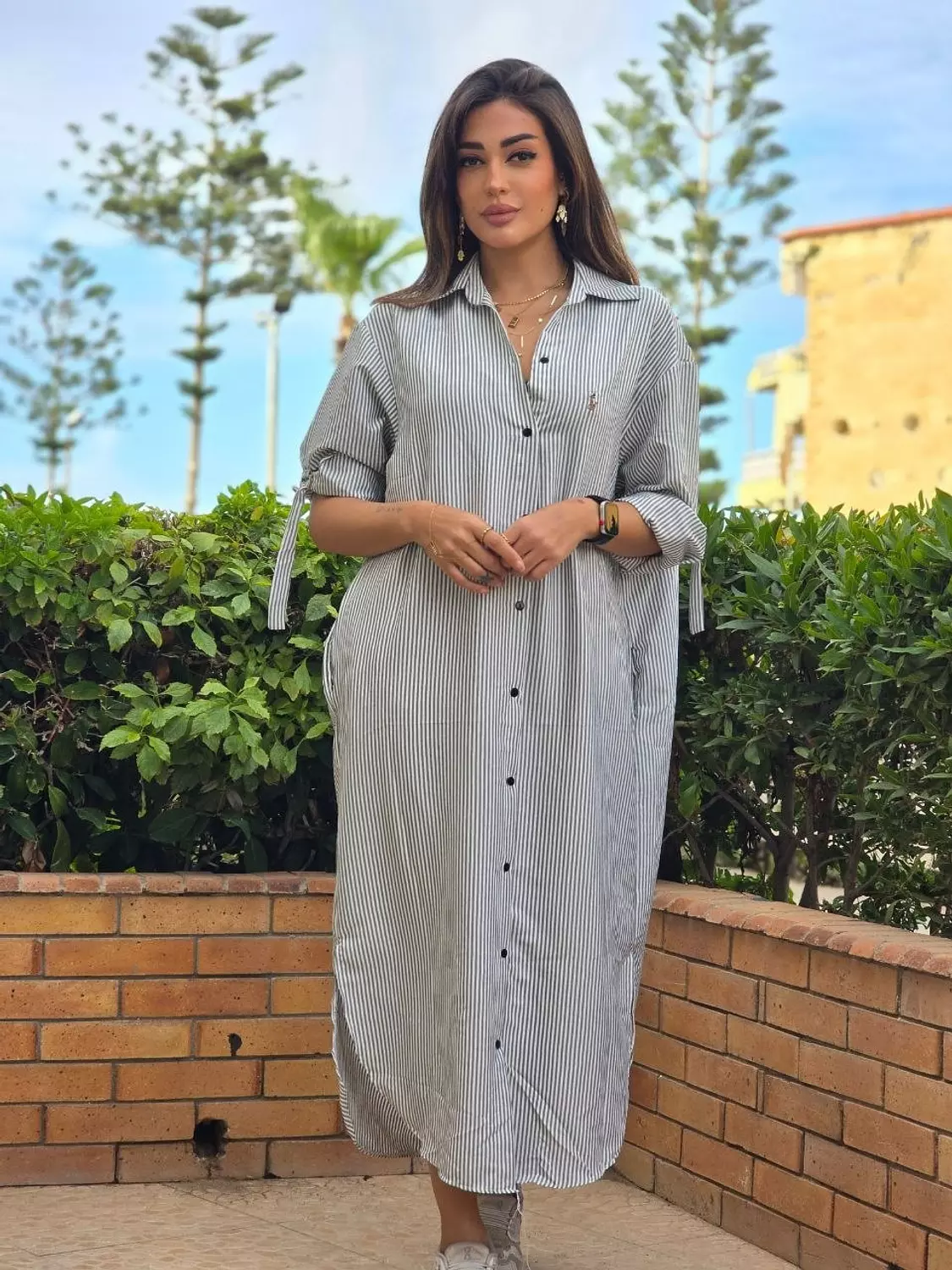 Grey stripped Polo chemise dress  image