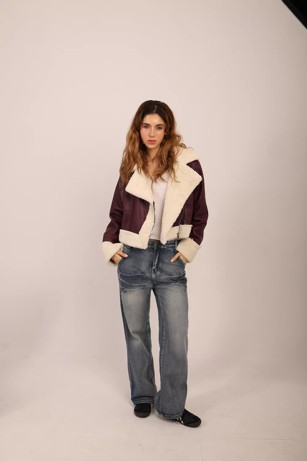 Wine Shearling Jacket image