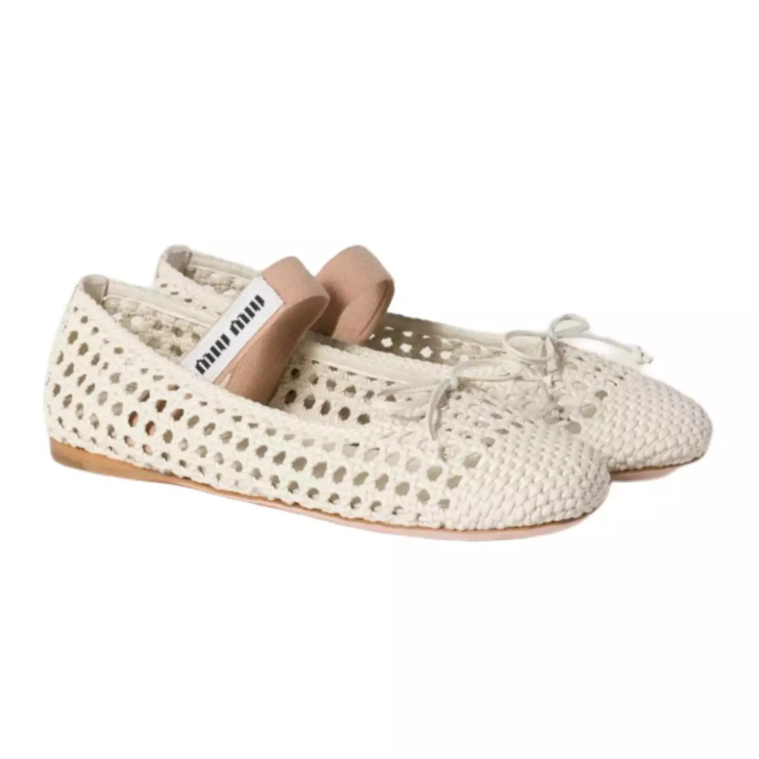 Miu miu Woven nappa leather ballerinas ivory hover image