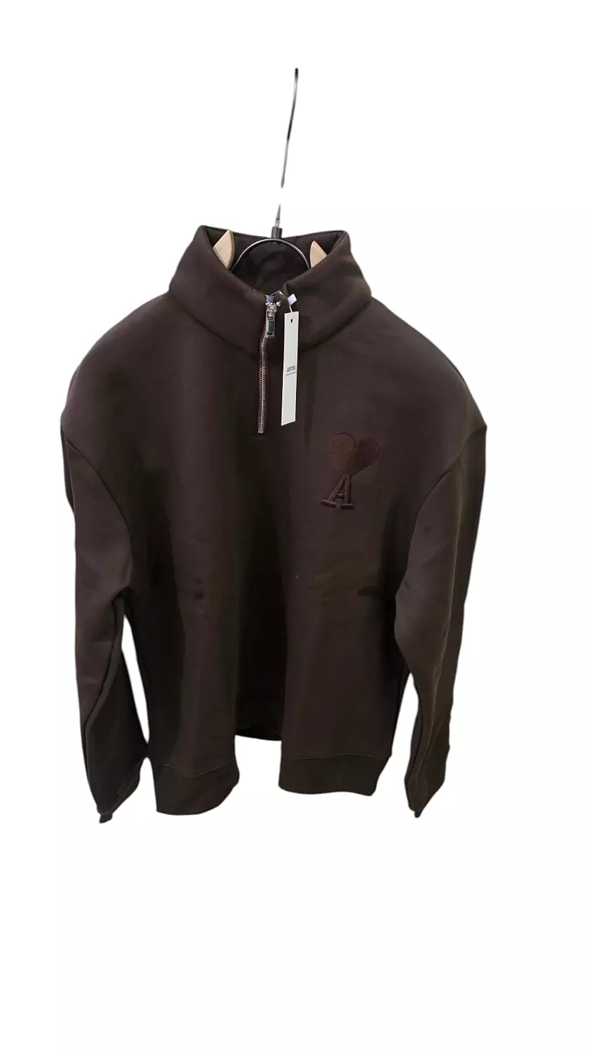 AMI du coeur sweater half zip brown 3