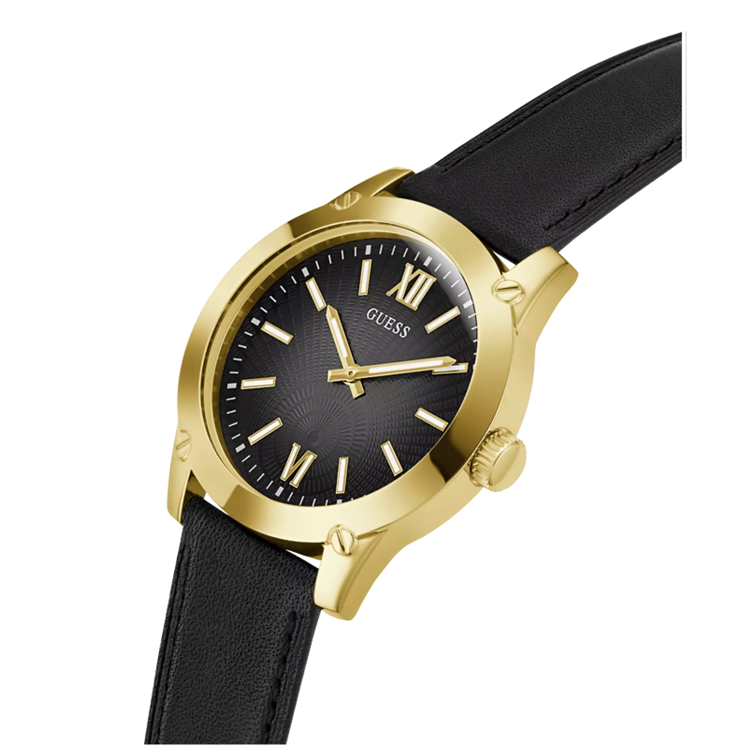 Guess GW0628G2 Gents Watch Analog Movement Round Shape Black Smooth Leather Strap 4