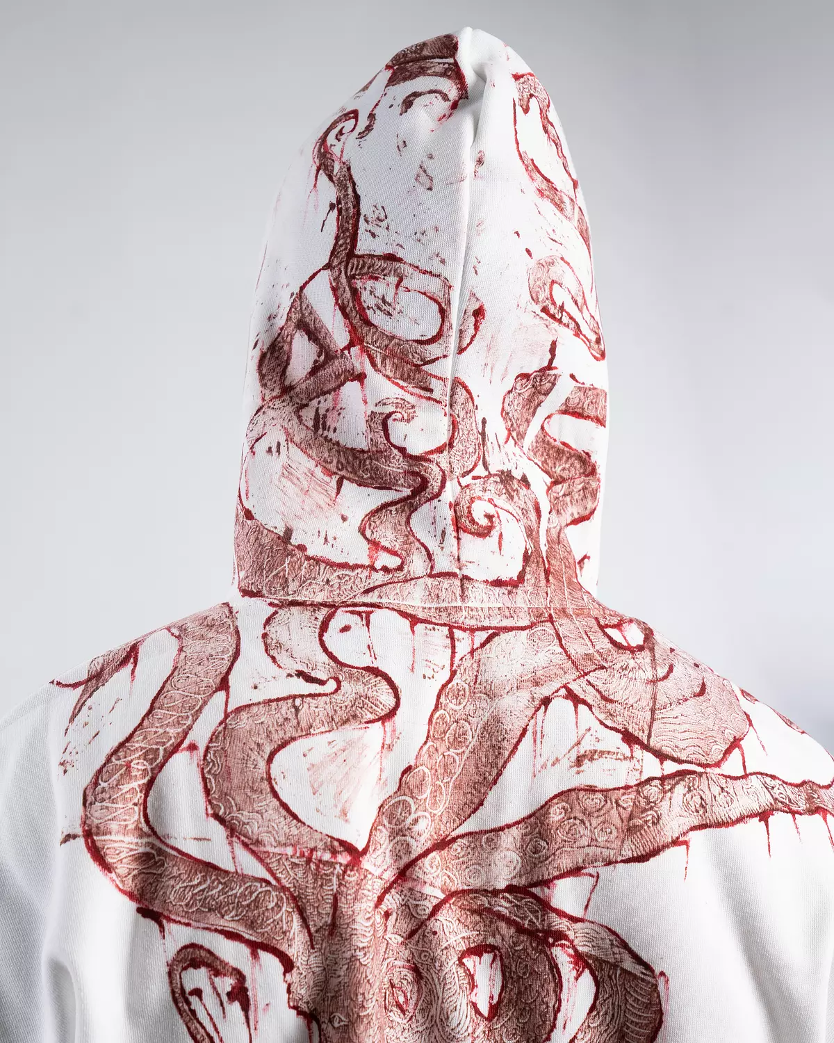 “Attack from the deep” hand printed & painted hoodie  3