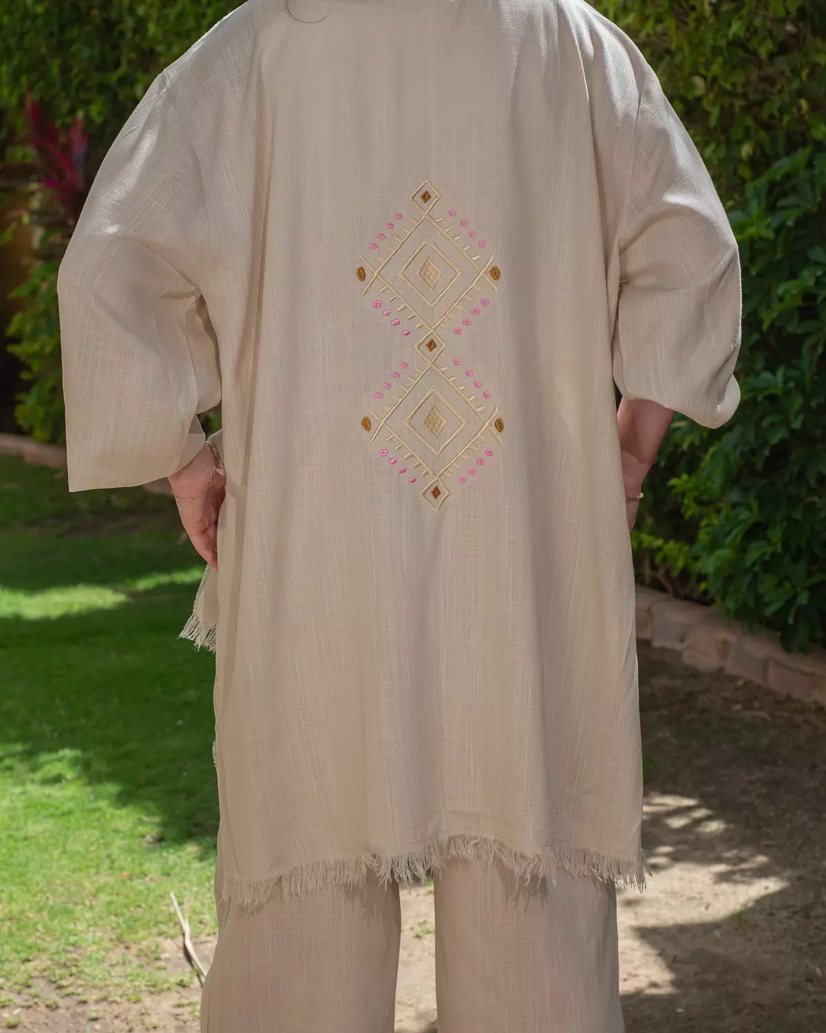 Beige Linen Embroidery Set 3