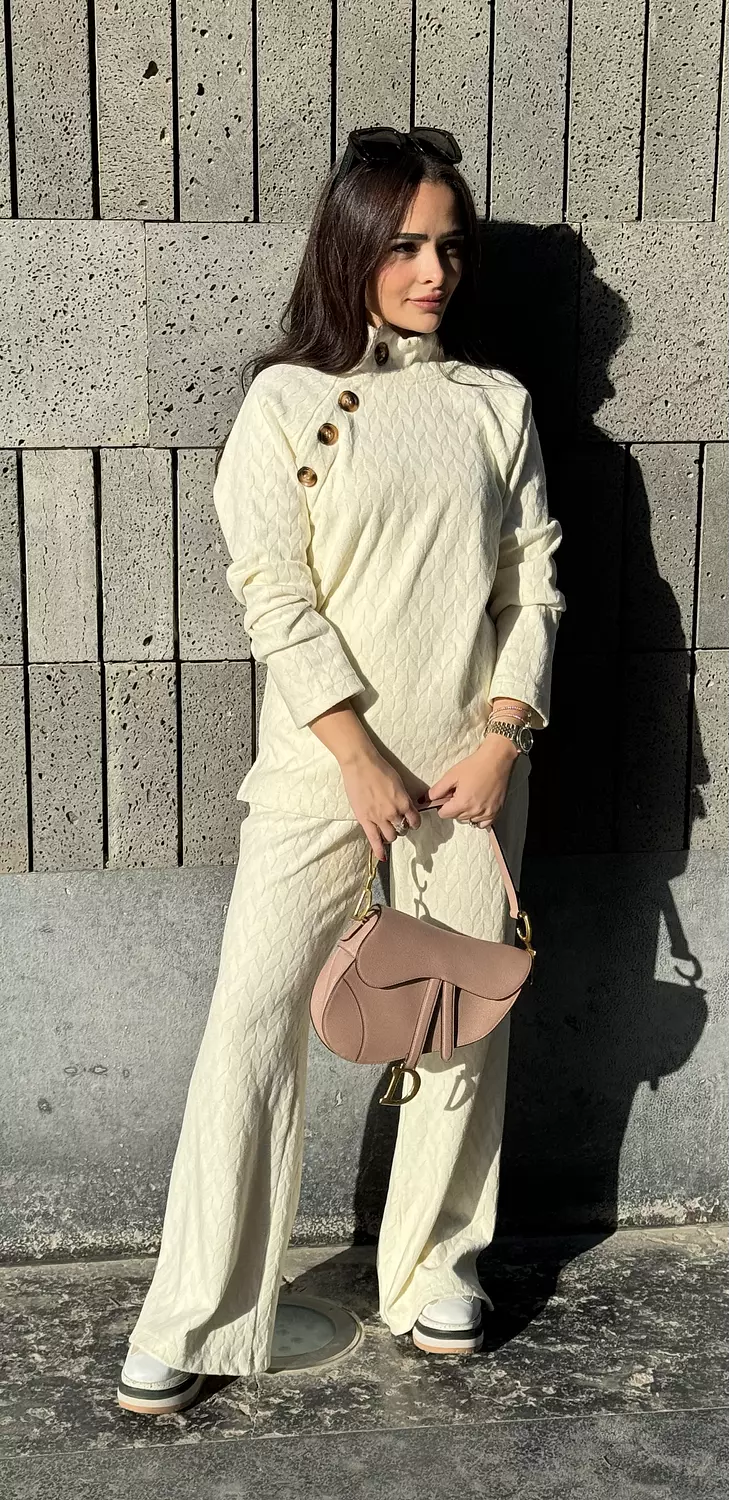Buttoned Premium Knit Set | Milana