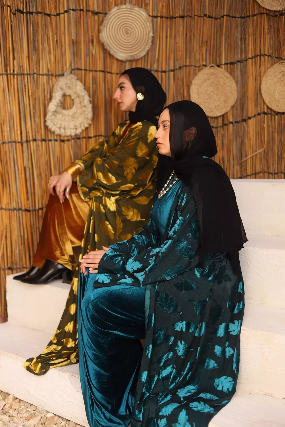 Velvet Leaves Kaftan  (Mustard) 4