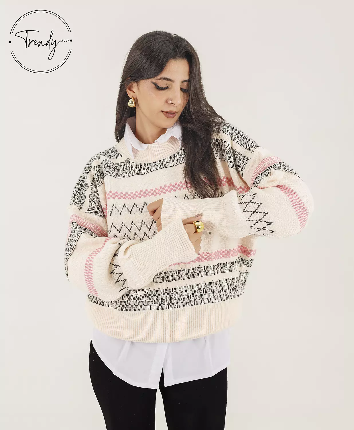 Striped Printed Pullover image