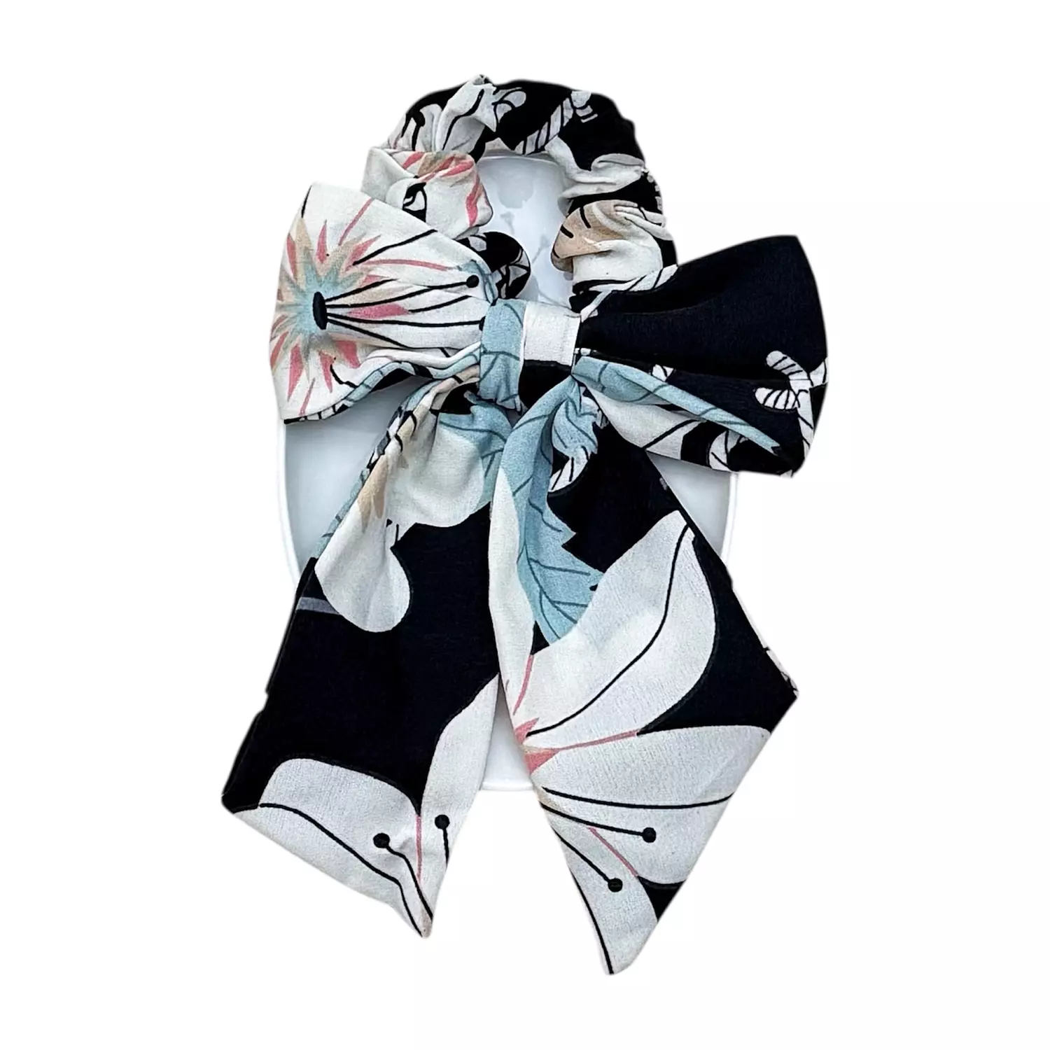 Black Winter Floral Scrunchies 1