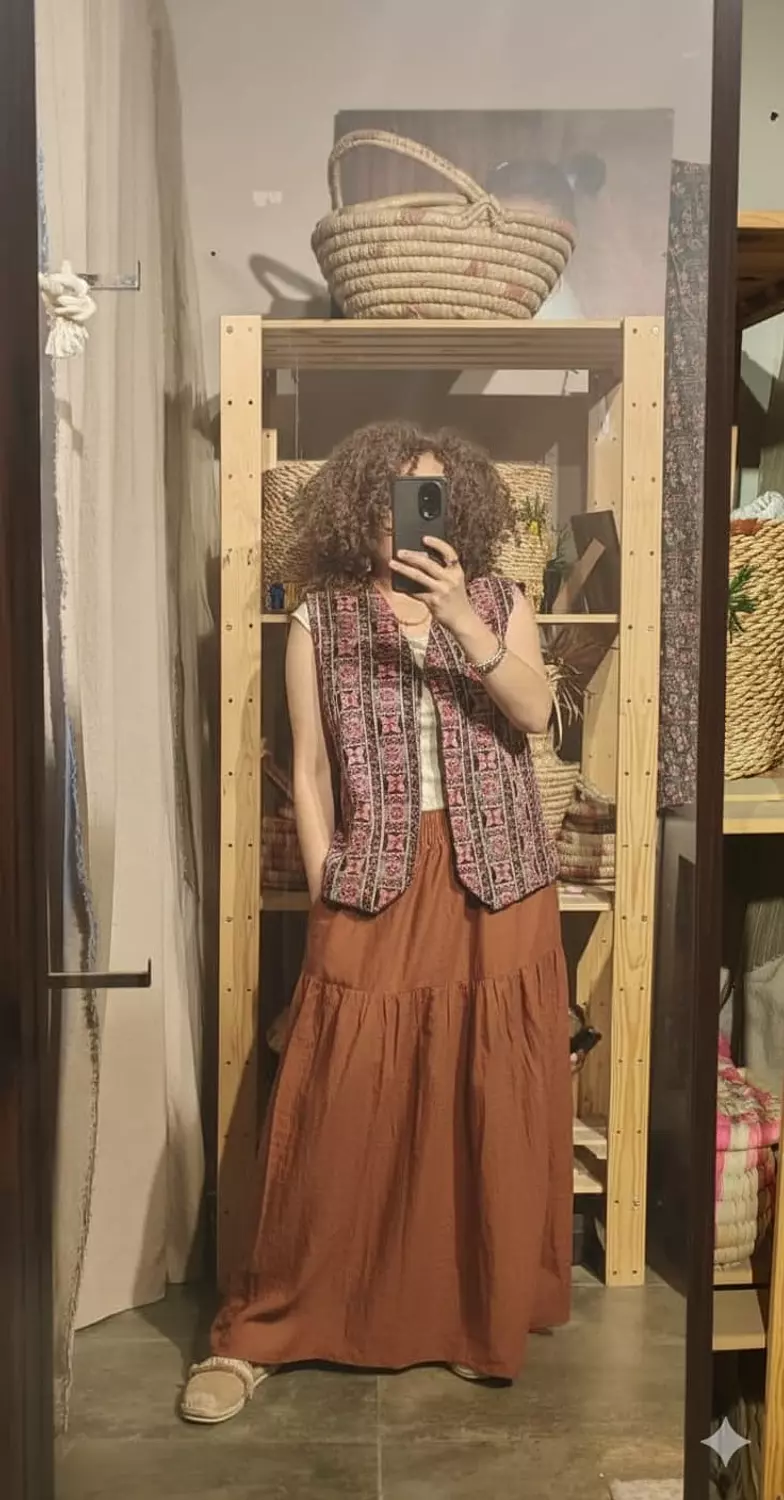  a line maxi cotton Crinkle skirts 3
