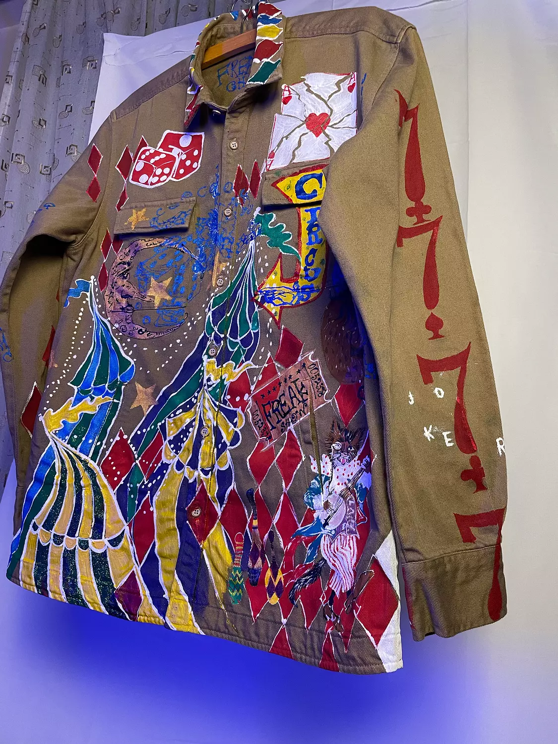 “The freak show-vintage circus “ hand-painted unisex jacket  2