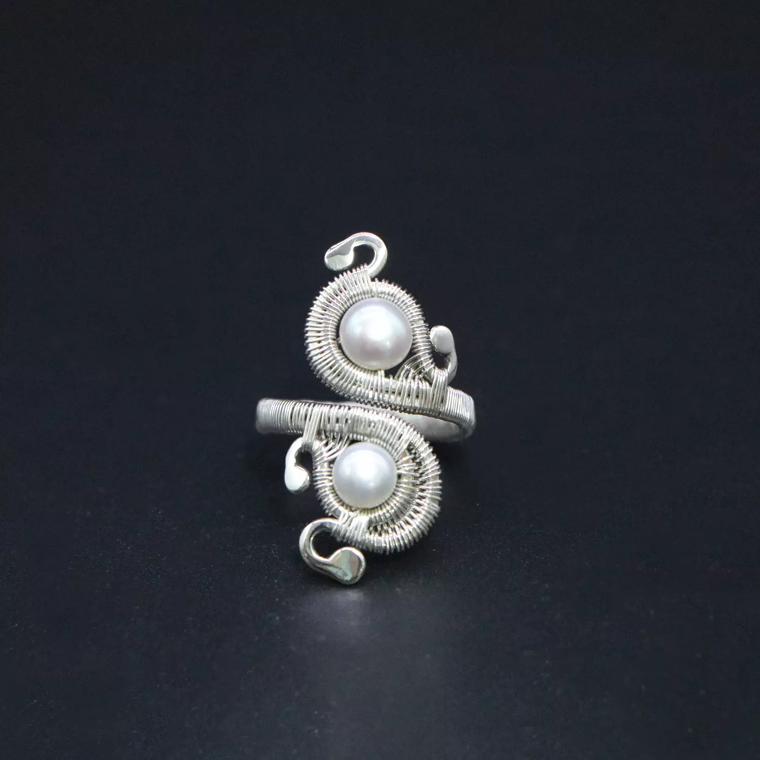 Wire wrapped silver 925 with fresh water pearls. image