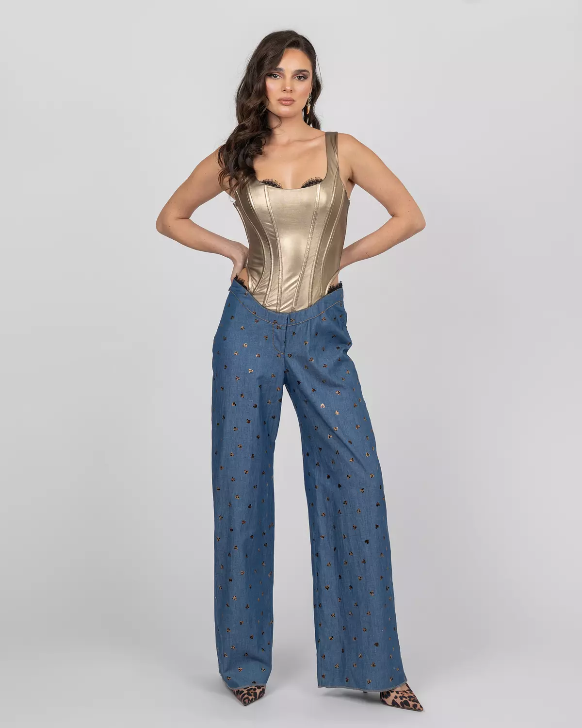Gold Metallic Corset Jumpsuit 3