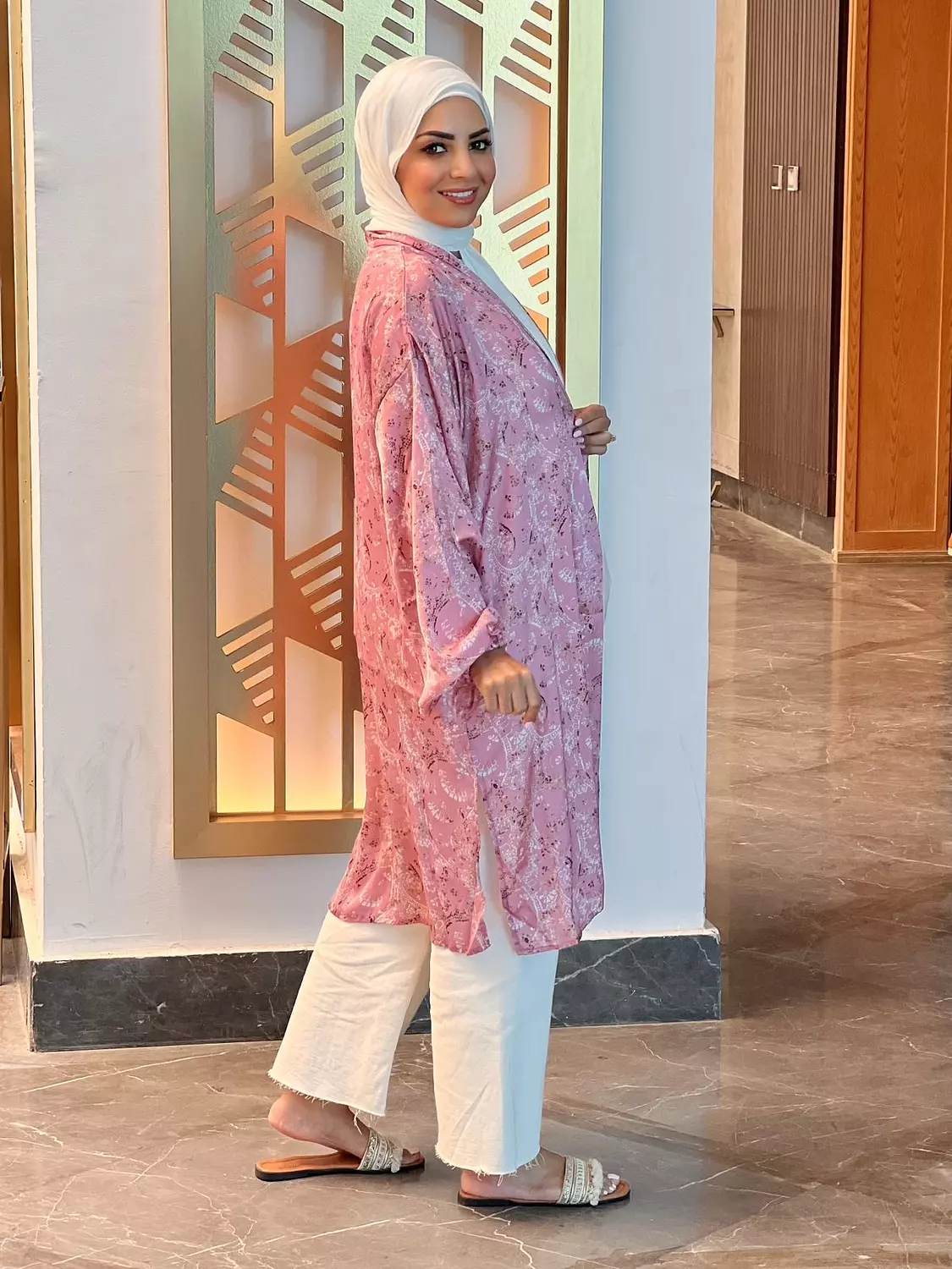Silk Satin Patterned Cardigan - Kashmir 3