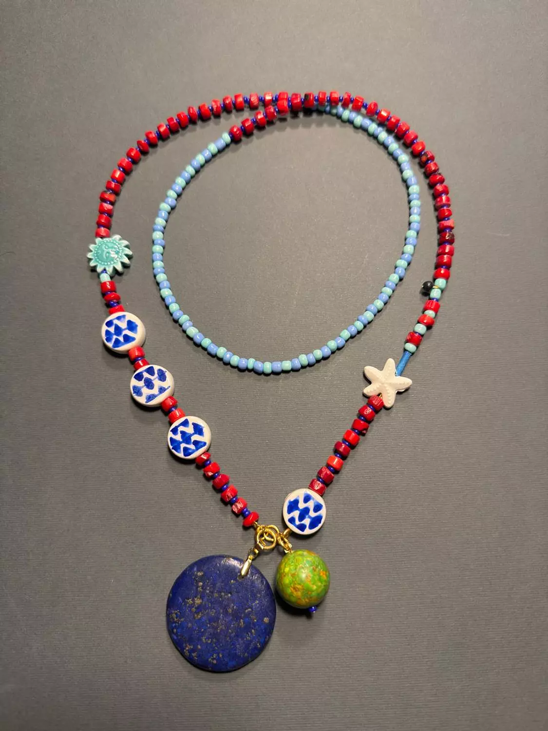 Long Gemstones Necklace 2