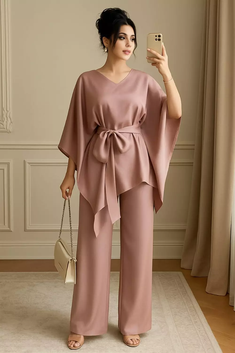 fluffy suit with belt image