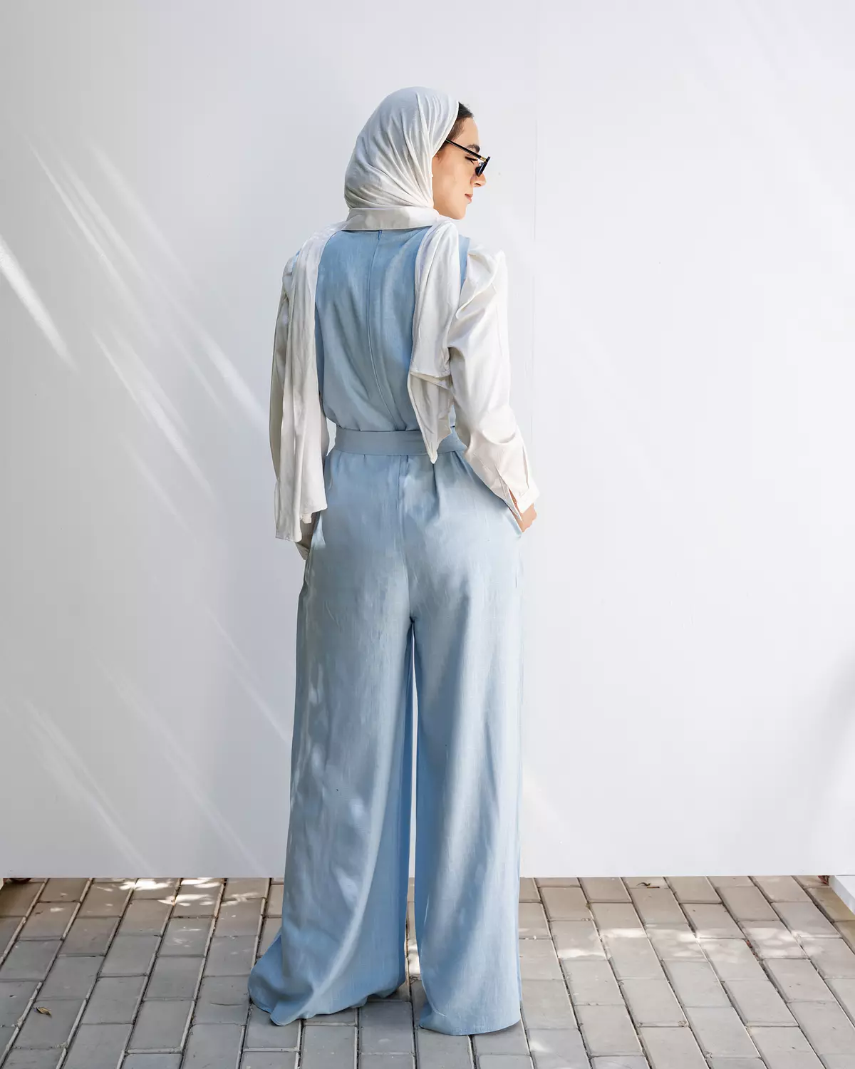 Linen Jumpsuit in sky blue 3