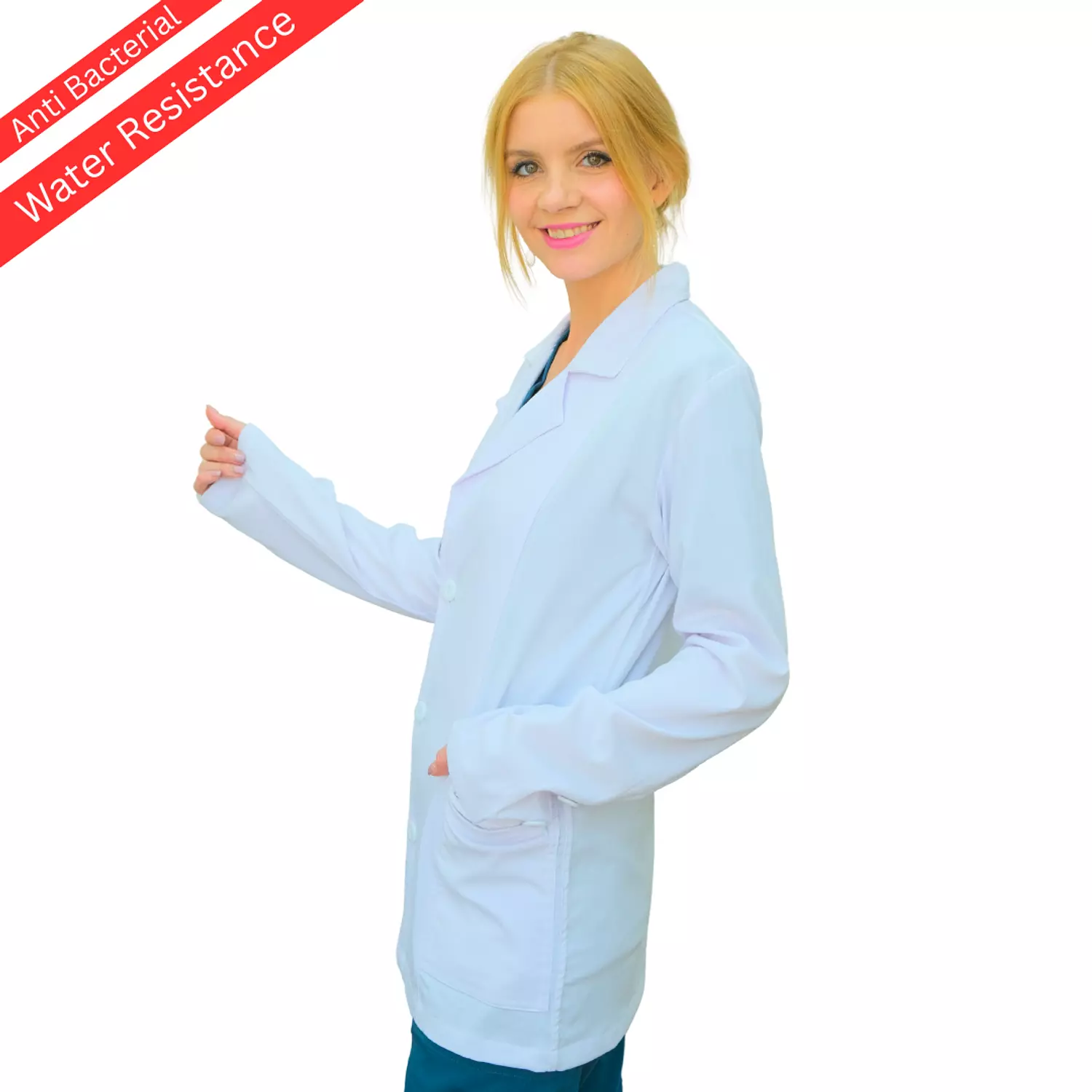 White Elegance Lab Coat Short 3