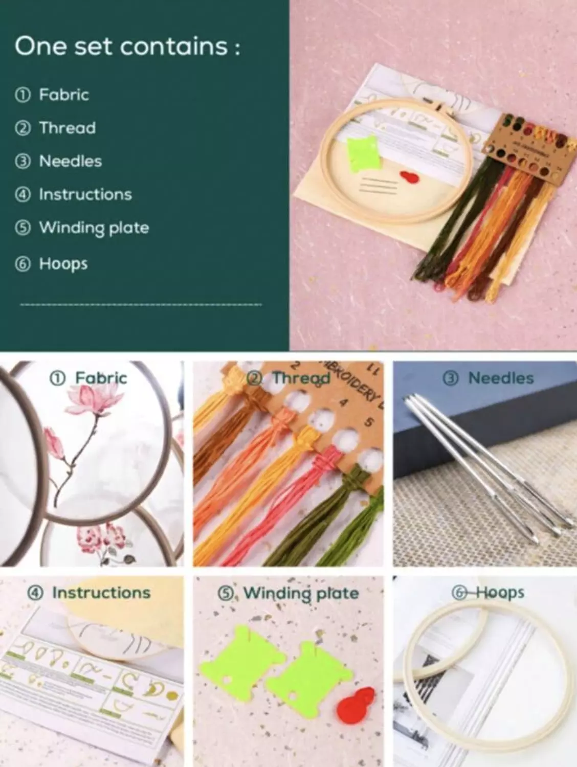 Embroidery Bookmark - Green Blossom 1