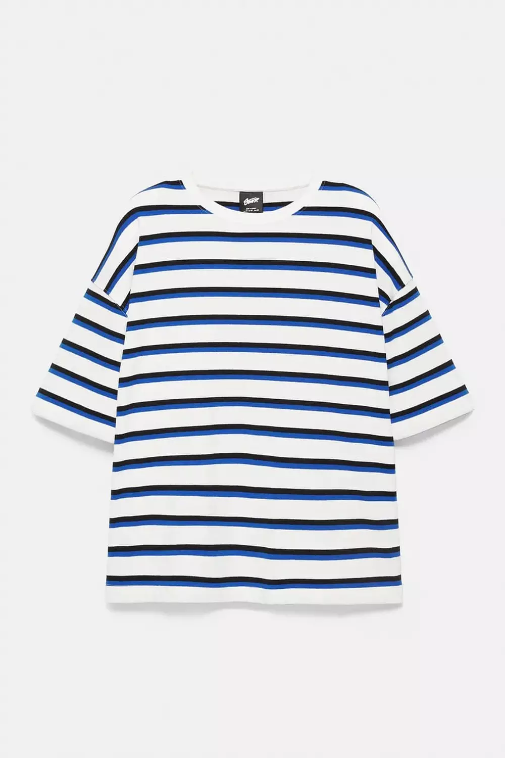 PULL&BEAR STRIPED SHORT SLEEVE T-SHIRT - BLUE 2