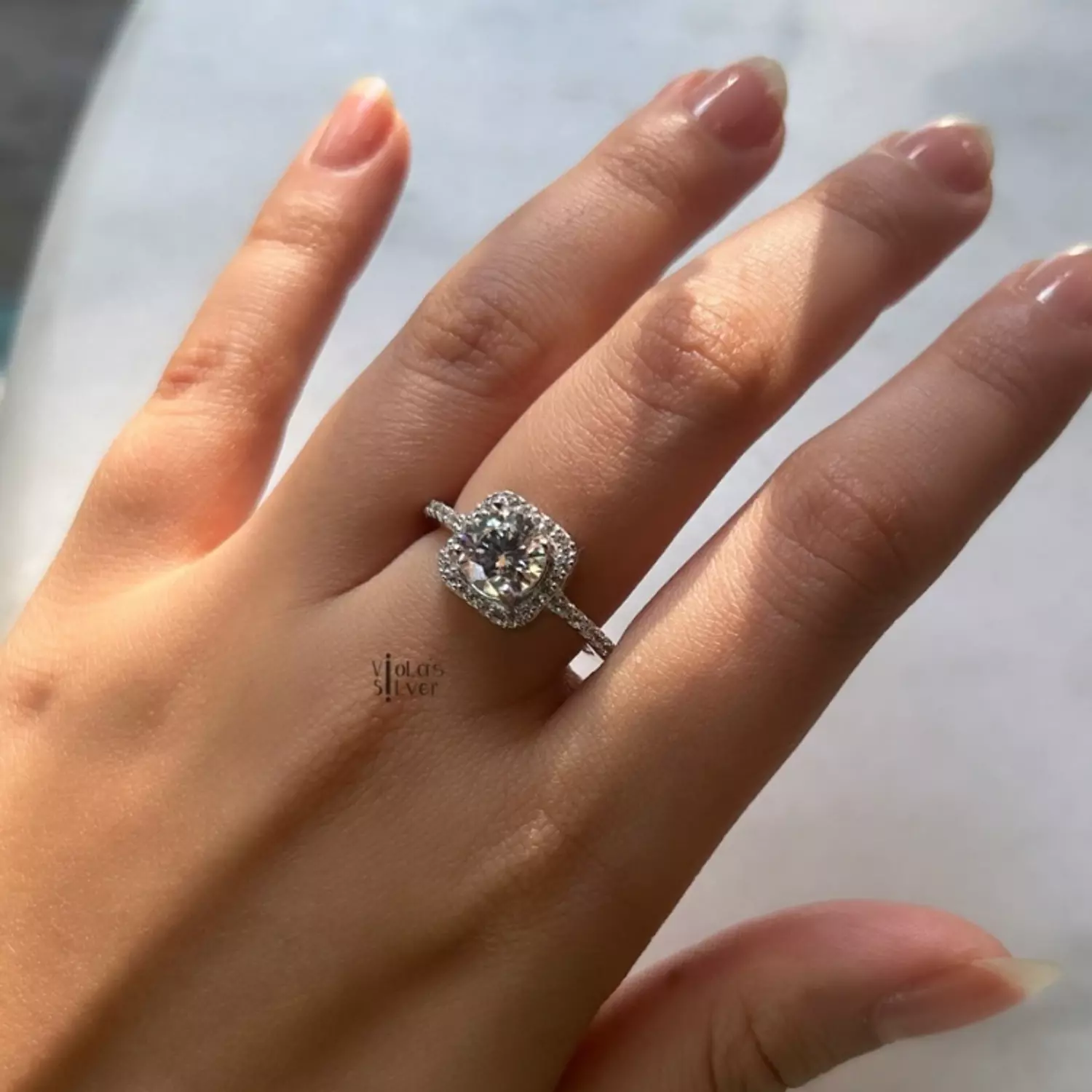 Princess squared zircon ring image