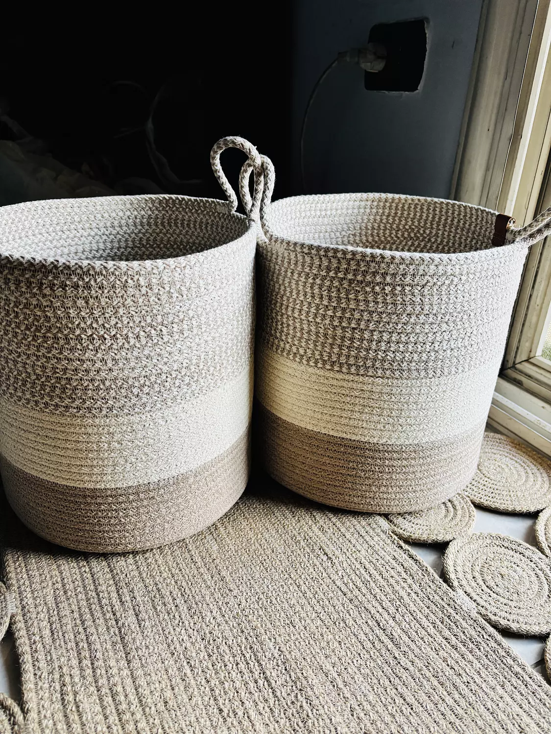 Boho basket with handle  hover image
