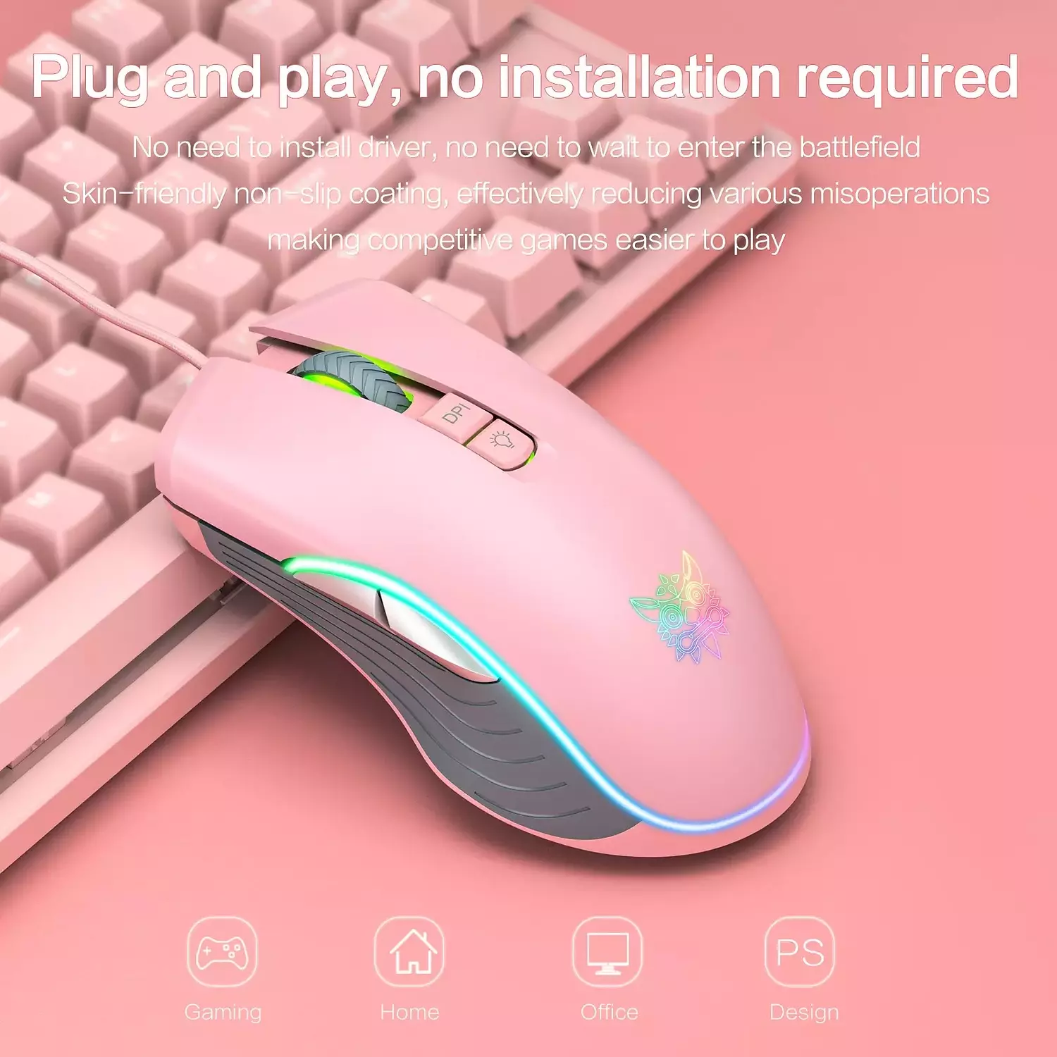 Wired Gaming Mouse, Up to 7200 DPI, RGB Lighting, Onikuma CW908 4