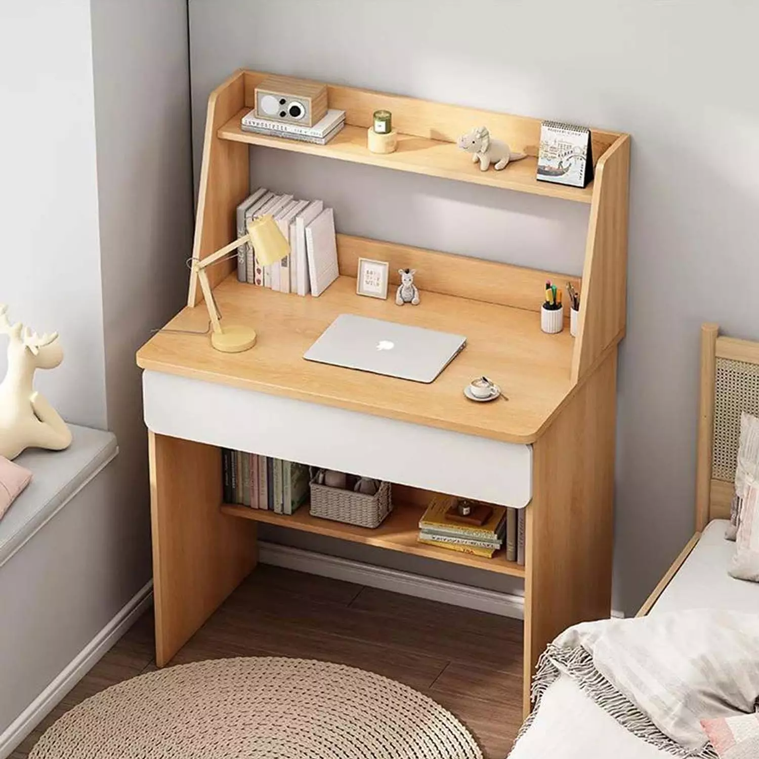 MDF Desk White and Beige- 150×80×50 cm image