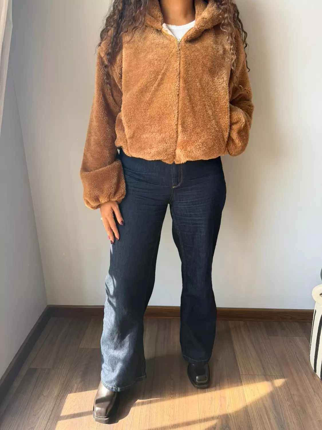 Camel Faux Fur Jacket hover image