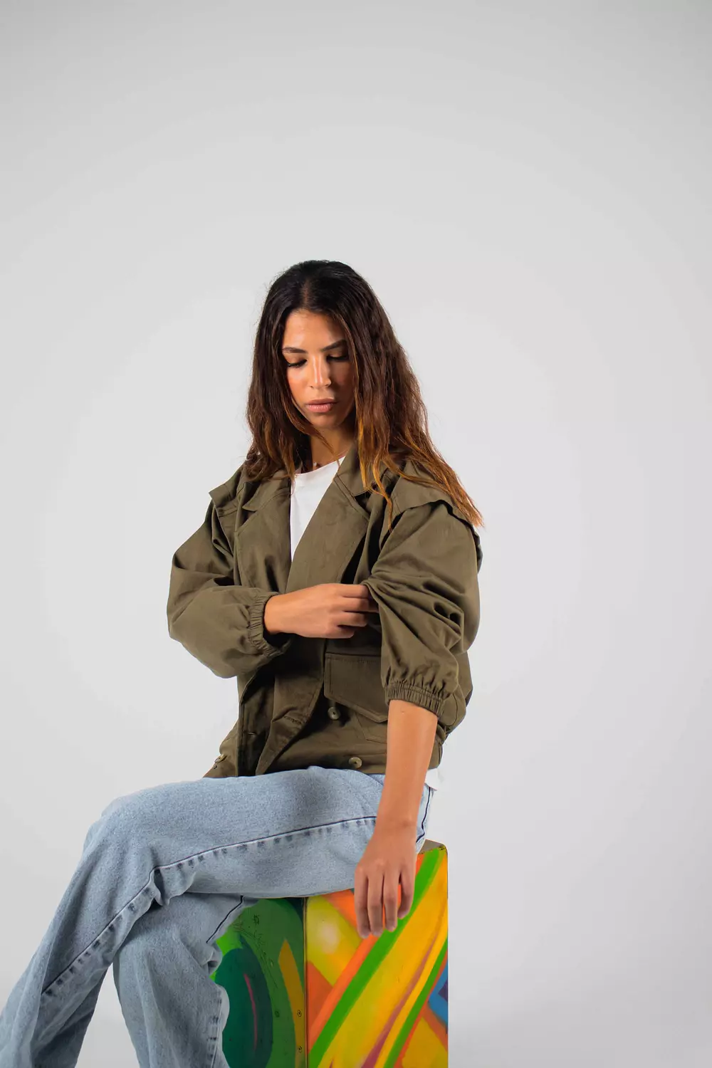 Olive Green Gabardine jacket 1