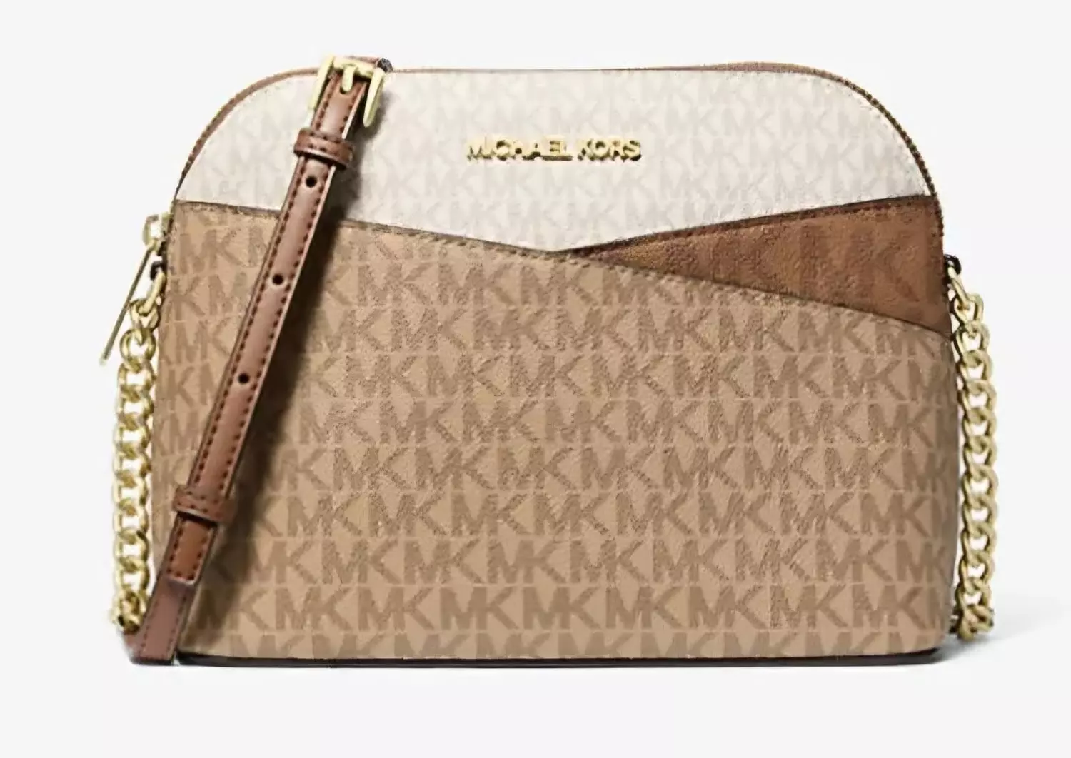 Michael Kors  Jet Set Travel Medium Color-Block Signature logo Dome Crossbody Bag. hover image