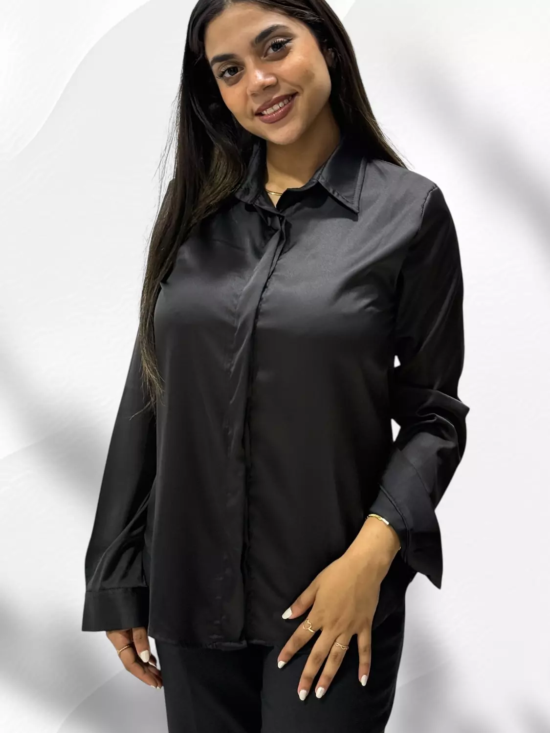 Fashion Satin Shirt- Black 4