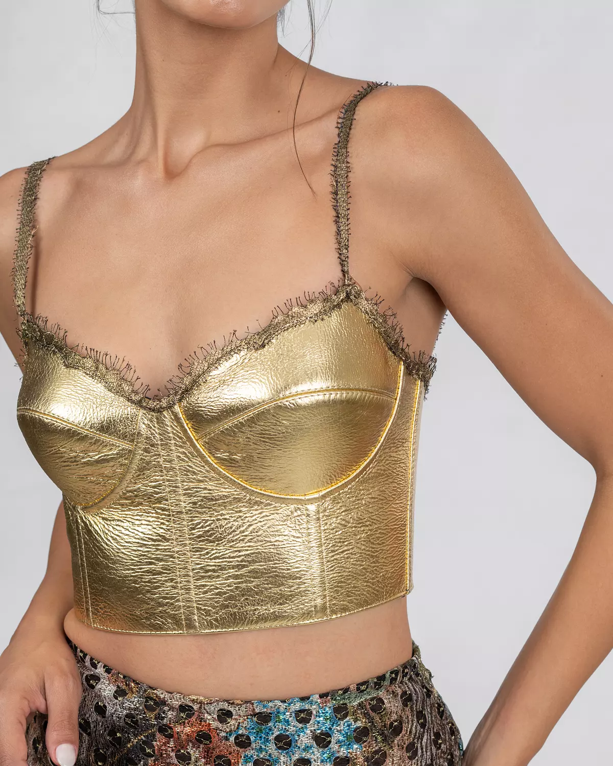 Gold Leather Corset & French Lace Skirt 6