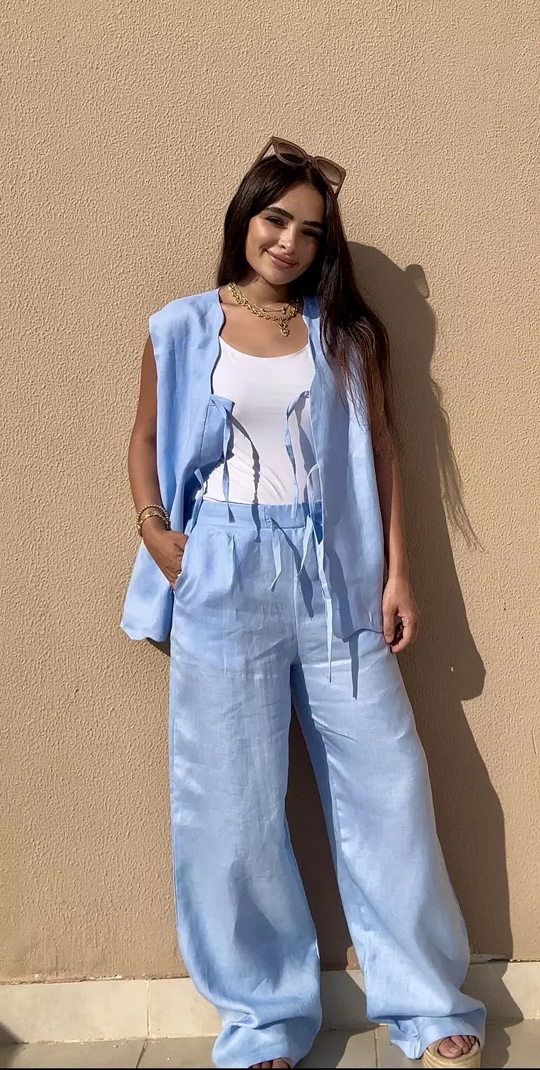Baby Blue Darted Pants  image